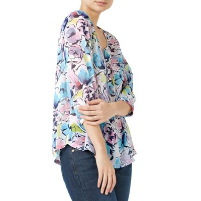 Multicoloured abstract bloom blouse